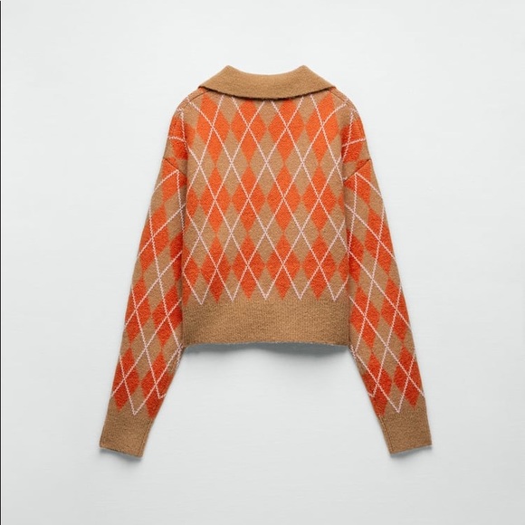 Zara Wool & Alpaca Blend Knit Argyle Sweater - Picture 16 of 16